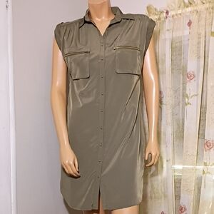 Express Olive‎ Green Shirt Dress Size S